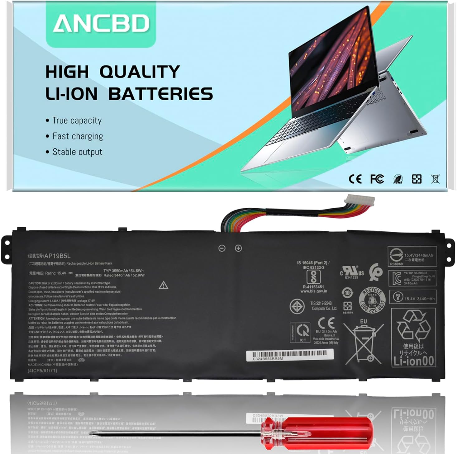 Batteria Per Acer Aspire 5 E Altri Modelli - Ricambio ANTIEE AP19B5L 54.6Wh - Foto 2