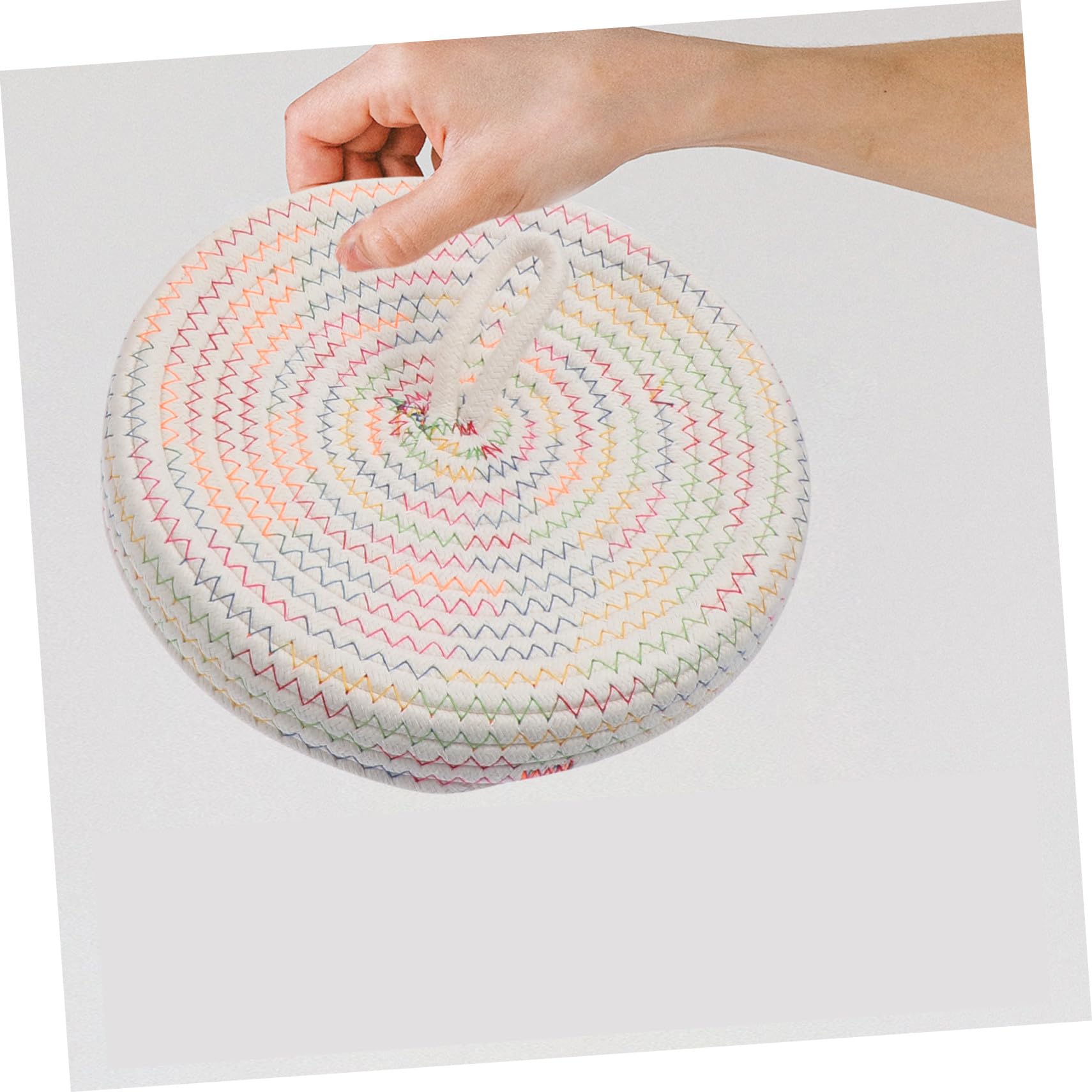 UKCOCO Cesta De Almacenamiento Para Escritorio De Cuerda De Algodón 22x14 Cm Con Tapa, Cesta Organizadora Cremosa Para Cosméticos y Juguetes, Ligera y Espaciosa Hogar, Dormitorio y Habitación Infantil