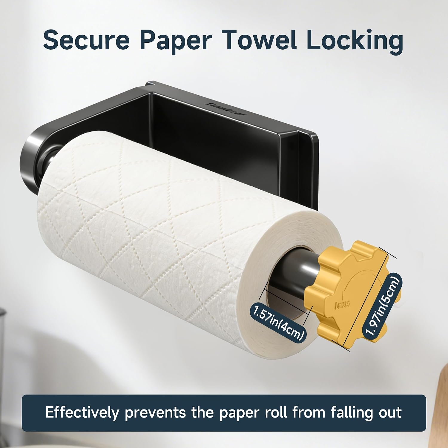 Magnetic Paper Towel Holder with Gold Locking Knob