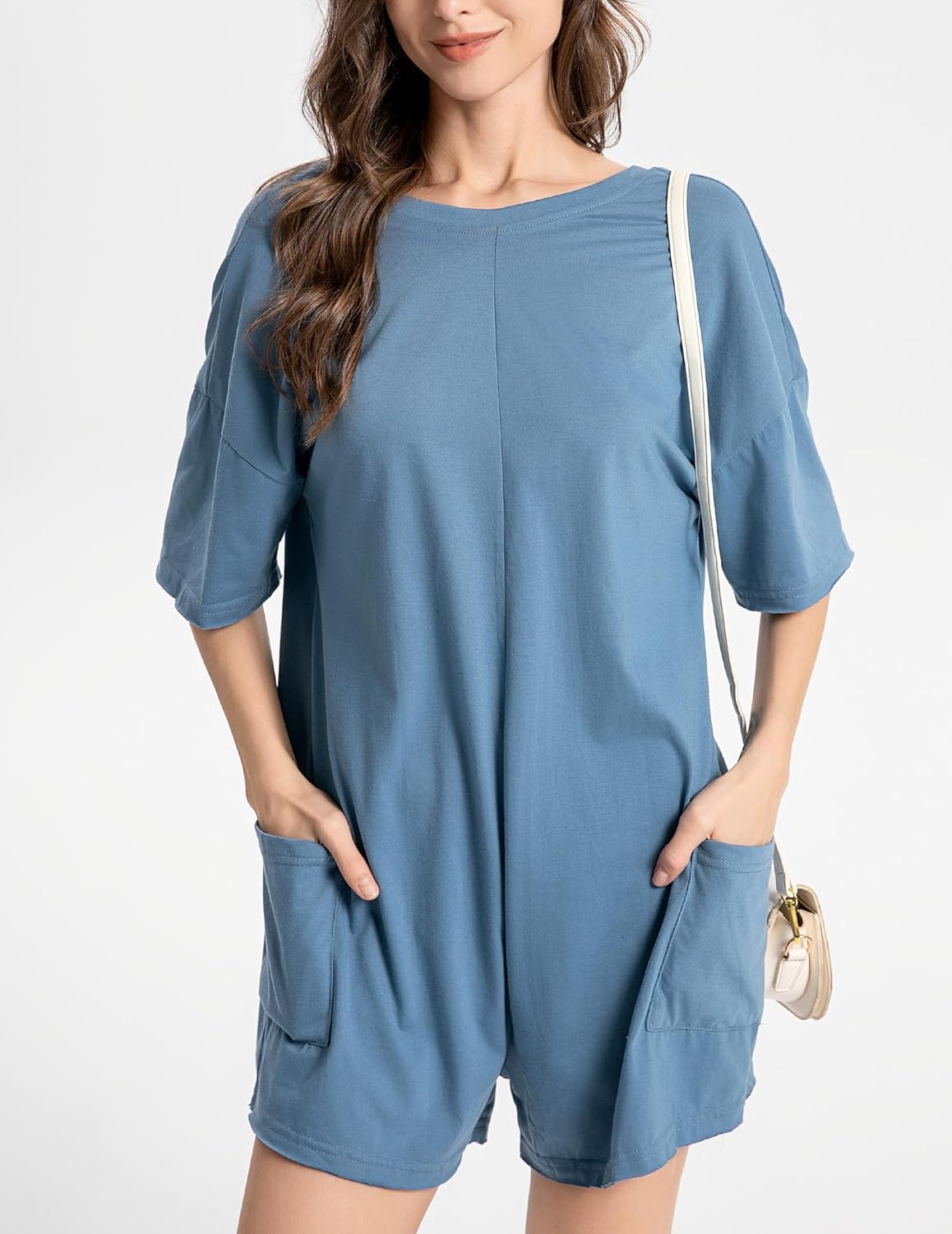 2025 Women's Summer Oversized T-Shirt Romper,Casual Backless Reversible Shorts Jumpsuit with Loose Fit - Image 2