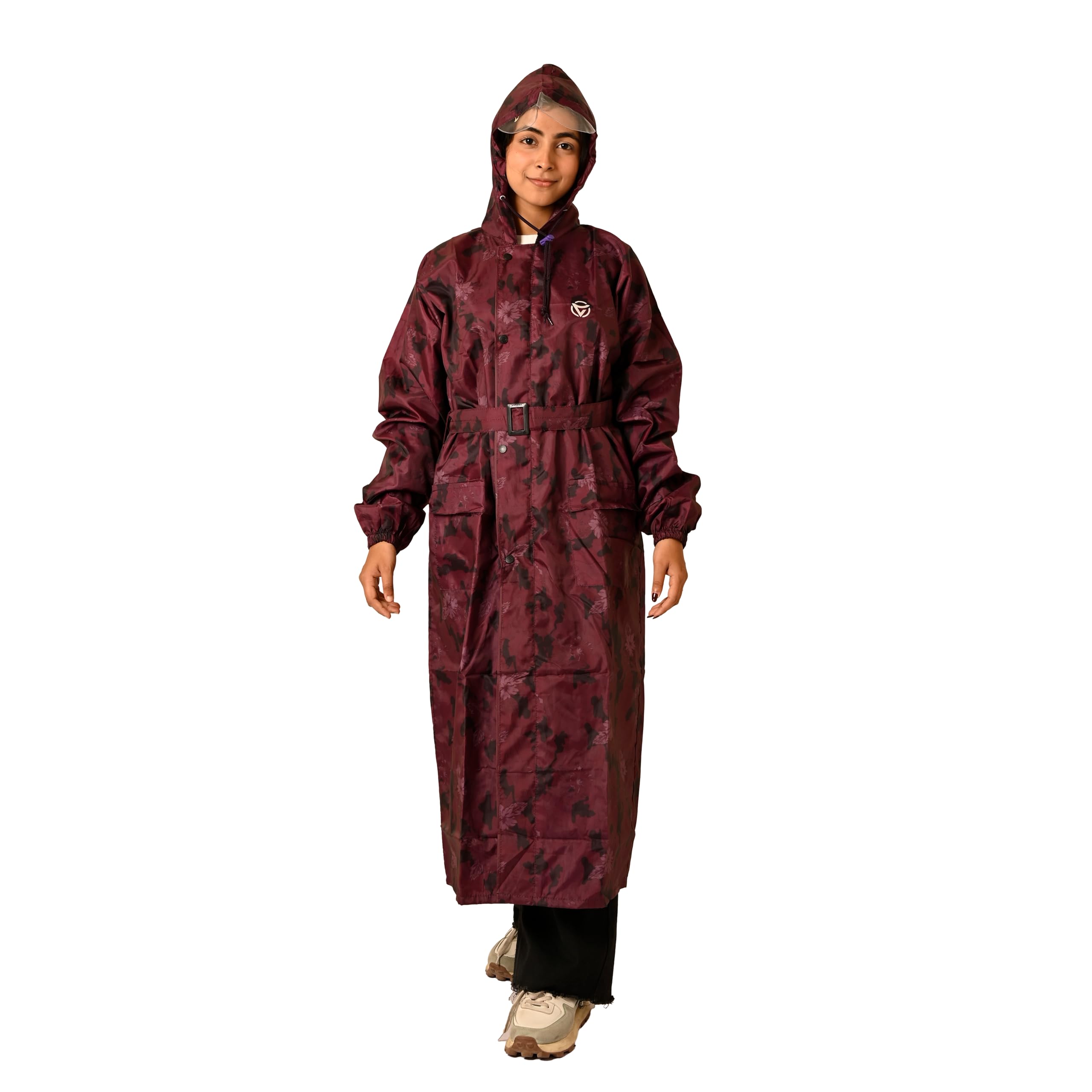 VARSHA-Raincoat for Women Waterproof Reversible with Attached Hood and Waist belt,Buy Portable Waterproof Longcoat for Women Rainwear.(L-1969)-picture-28