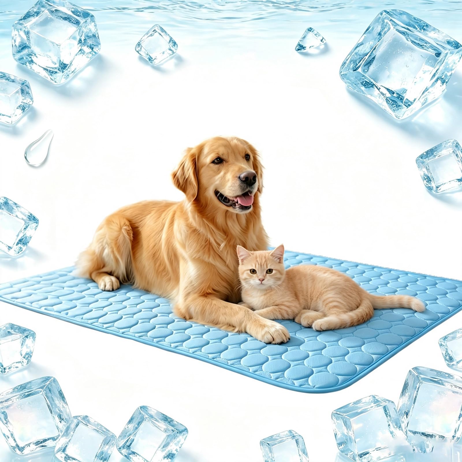 PIGIAOKA Dog Cooling Mat 100x70cm Scratch-Resistant Cooling Mat for Dogs, Summer Dog Cool Bed for Summer Indoor Outdoor Use, Washable