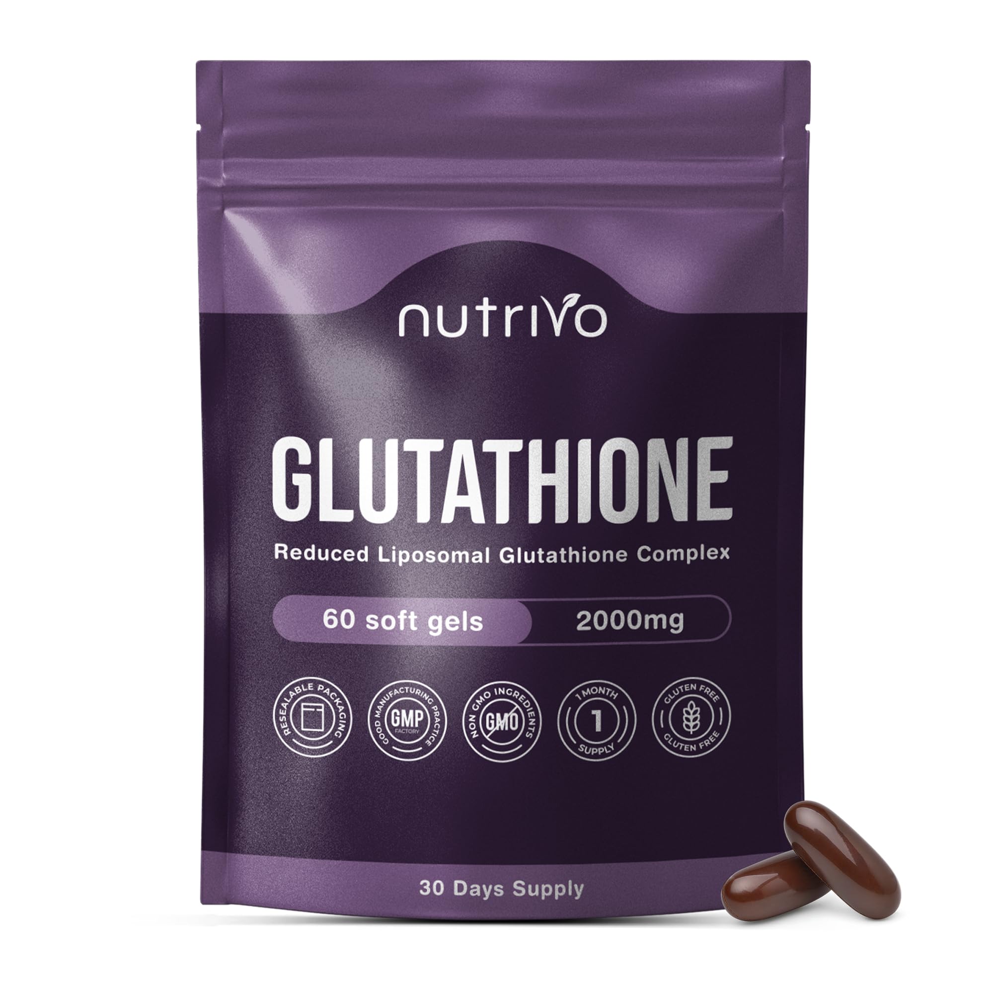 Liposomal Glutathione Supplement - 2000mg Complex Per Serving with Vitamin  C, Collagen, Hyaluronic Acid & Phosphatidyl Choline | 60 Softgels - 1 Month  Supply | Non-GMO & Third-Party Tested : Amazon.co.uk: Health