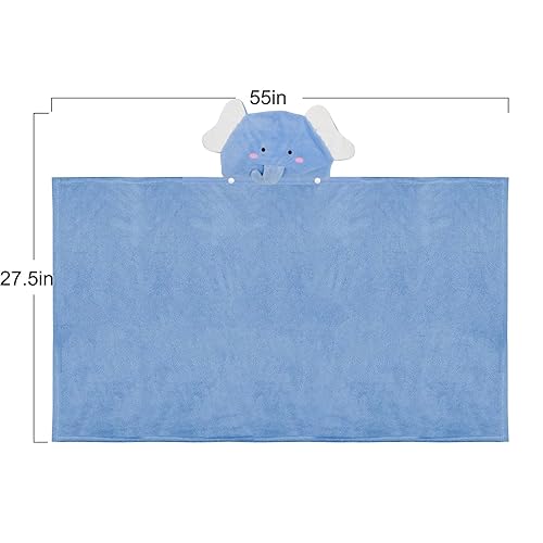 Miniatura 2 de ROMASA Toalla de baño para bebé con capucha, ultra suave y absorbente, bata de baño para recién nacidos, regalos de ducha (elefante azul)