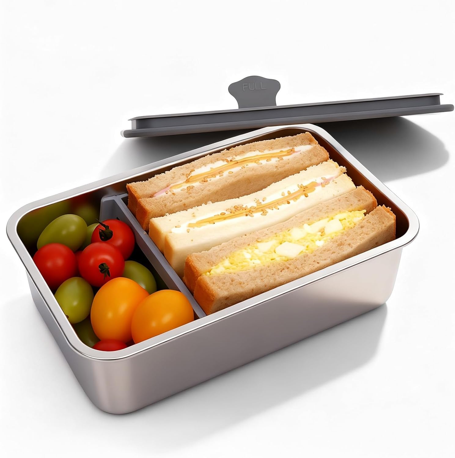 Bento Lunch Box for Adults, Stainless Steel Leakproof Food Storage Container, 42oz / 1.25L with Glass Lid, Microwave & Dishwasher Safe - Image 2