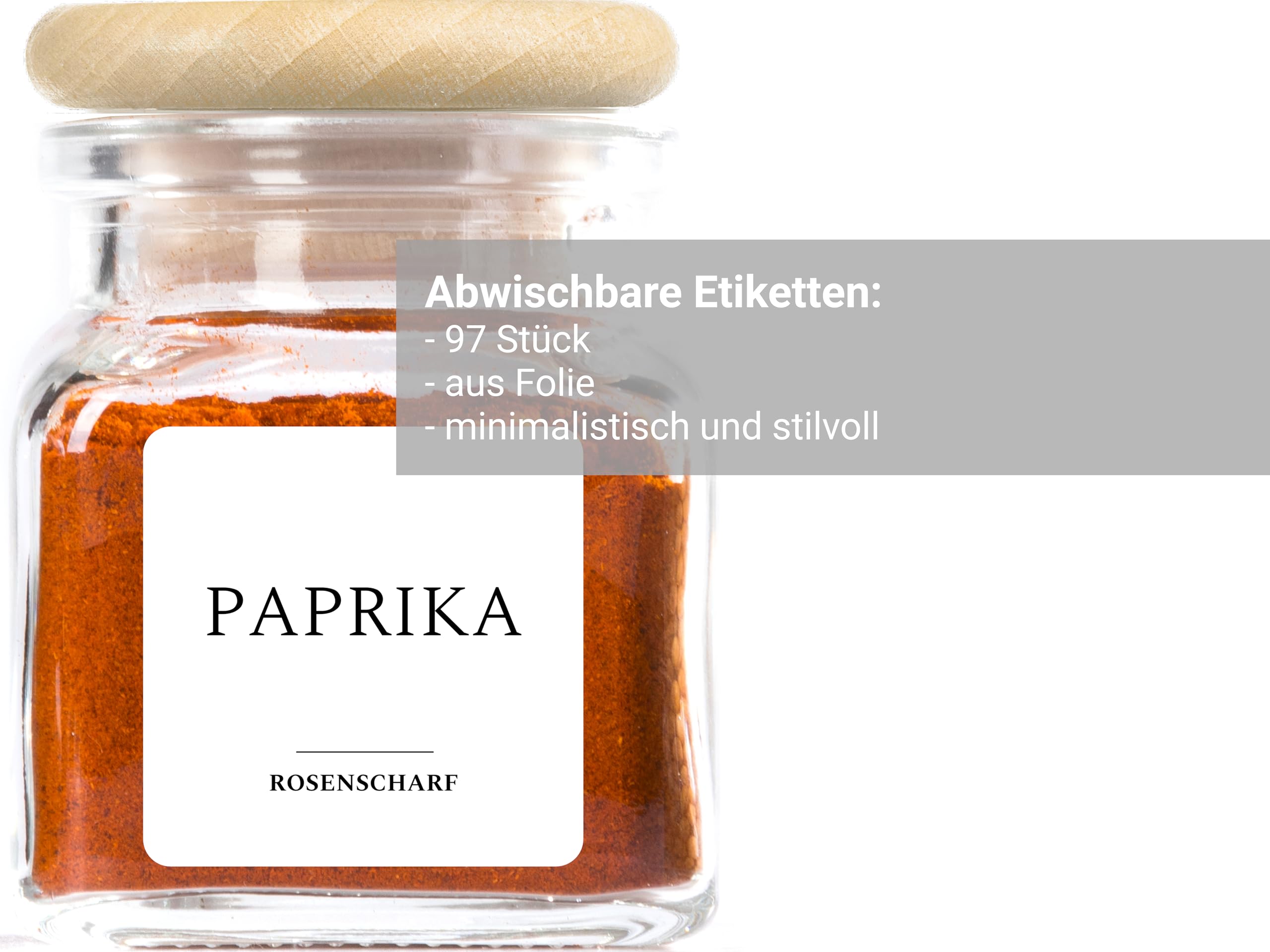 30x kleine Gewürzgläser 7,5cm hoch mit Deckel aus Holz - Glas Set | Gewürzgläschen und Gewürzdosen klein aus Glas - platzsparend für Gewürze und Kräuter in Küche und Regal