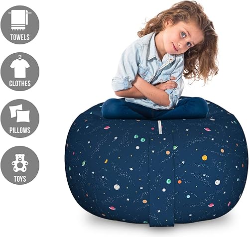 Miniatura 95 de Lunarable Silla de almacenamiento para adolescentes, coloridos patines de estilo retro, para actividades juveniles, para niñas y niños, divertido