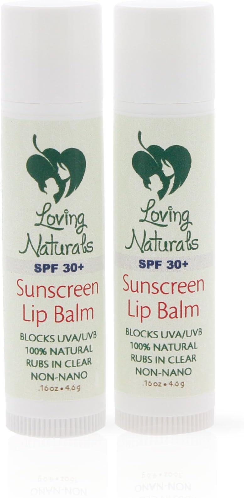 Loving Naturals Clear Lips All Natural Sunscreen Lip Balm SPF 30+ Non-Nano Zinc Oxide UVA/UVB .16oz (2 Pack)