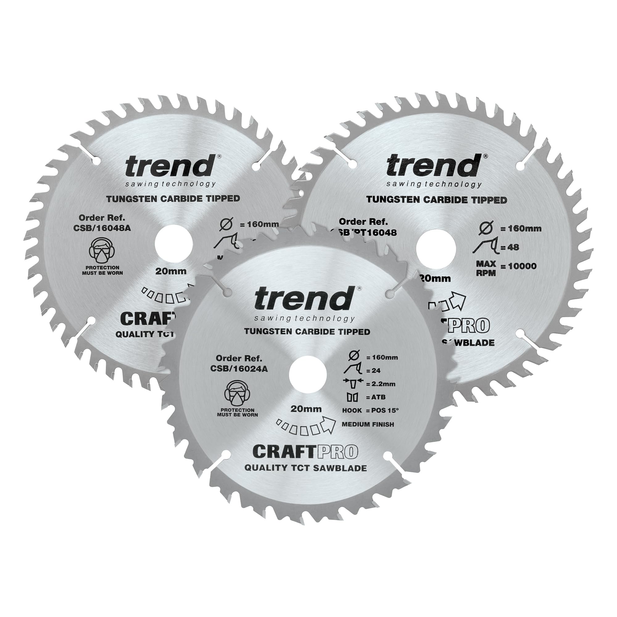 Trend Craftpro 3 Piece 160Mm Circular Saw Blade Set