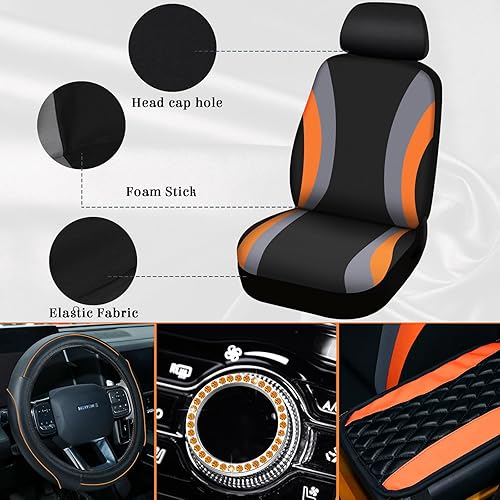 Miniatura 42 de Fabbay Juego completo de 21 fundas de asiento de automóvil, fundas para volante, reposabrazos y cinturón de seguridad, alfombrillas para cinturón