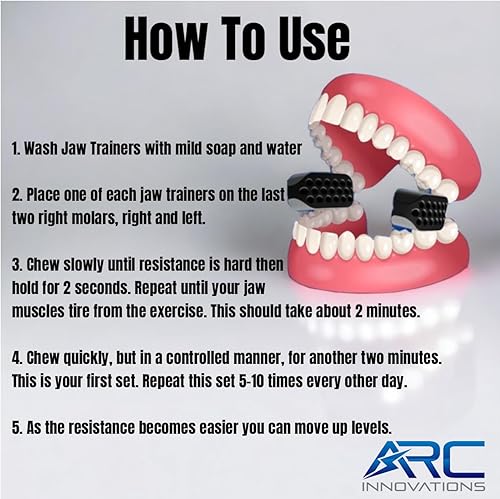 Miniatura 5 de ARC Innovations Ejercitador de mandíbula para hombres y mujeres  3 niveles de resistencia (6 piezas)  Músculo facial, herramienta de escultura de