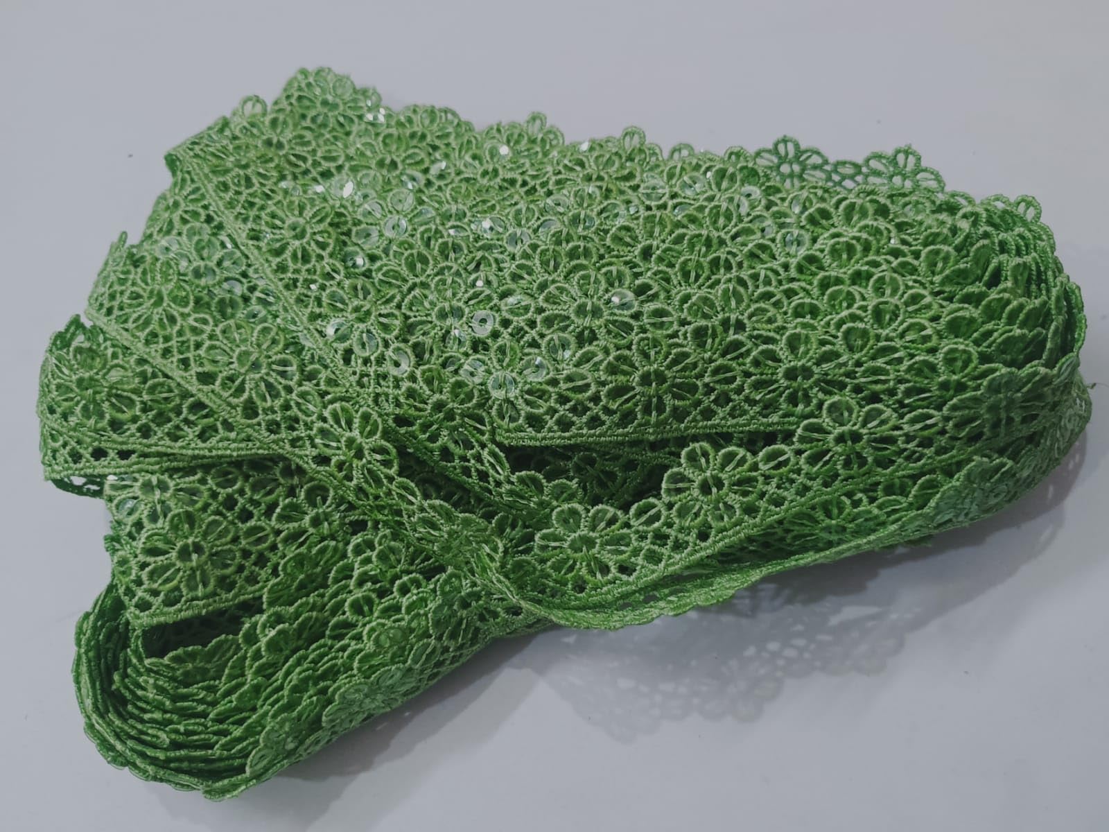 Swag Cotton Polyester Border Lace Trim for Saree, Dupatta, Blouse, Lehenga (Pista Green, 9 Meter)-picture-10