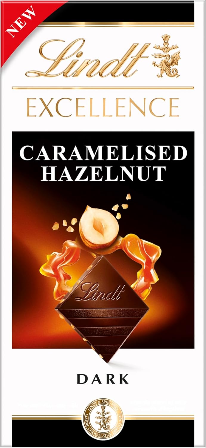 Lindt EXCELLENCE Caramelised Hazelnut, 100g Pack of 9