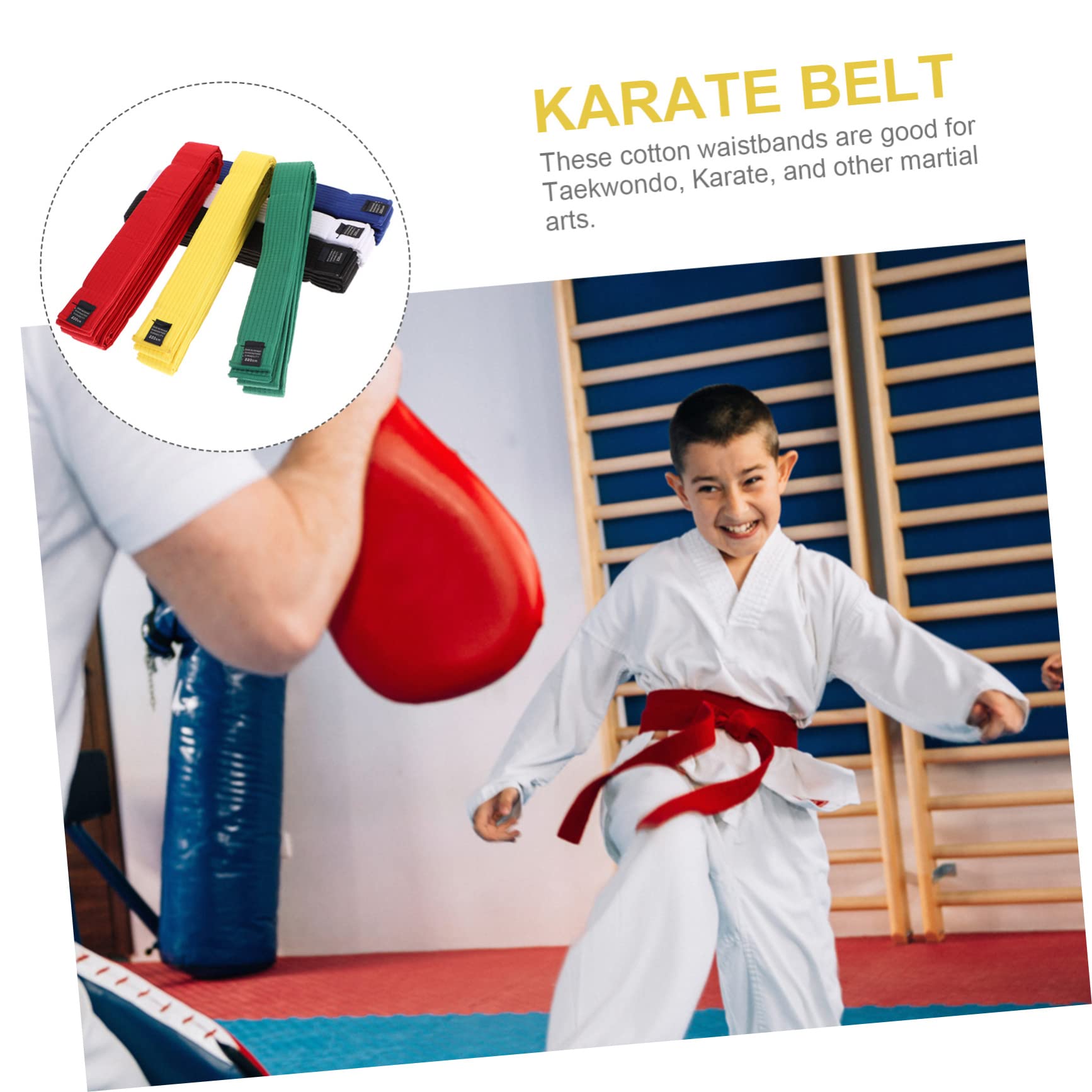 Mipcase 6 Pezzi Cinture di Karate in Cotone, Cuciture Resistenti, Traspiranti e Leggere, Cintura da Allenamento per Taekwondo e Arti Marziali