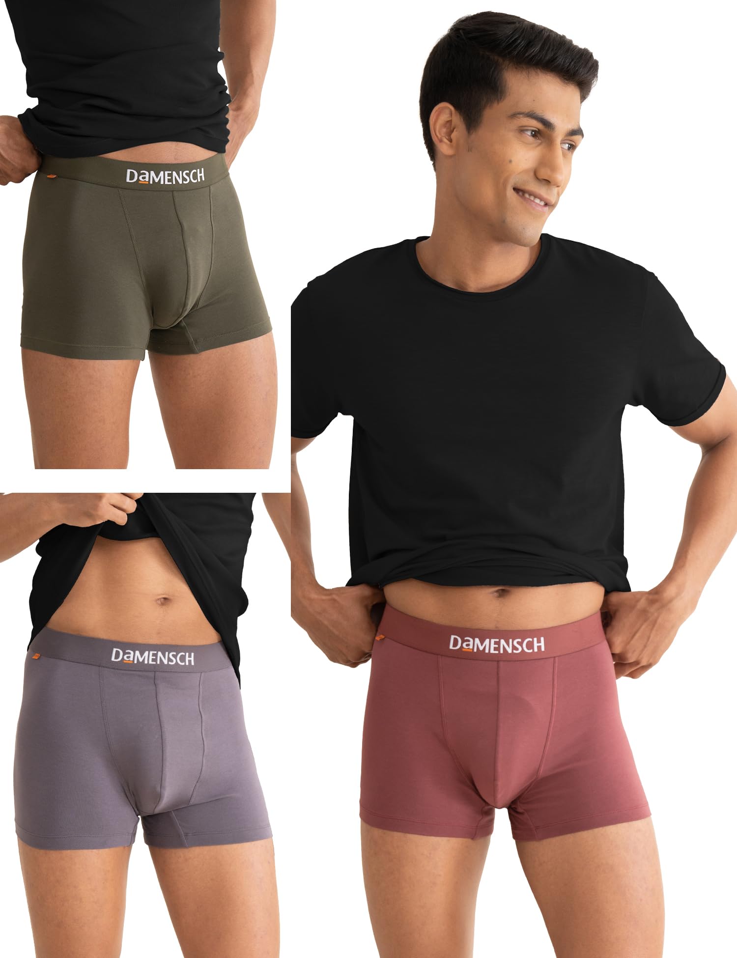 Regular Fit Solid Cotton Blend Trunk Underwear Anti-Bacterial Moisture Wicking Breathable Microfibre Waistband Deo-Cotton Trunks for Men