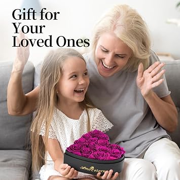 Flower, Forever Roses in A Box, Fresh Flowers, Birthday Gifts for Her, Women, Mom, Girlfriend, Wife, Grandma,Purple Forever Roses