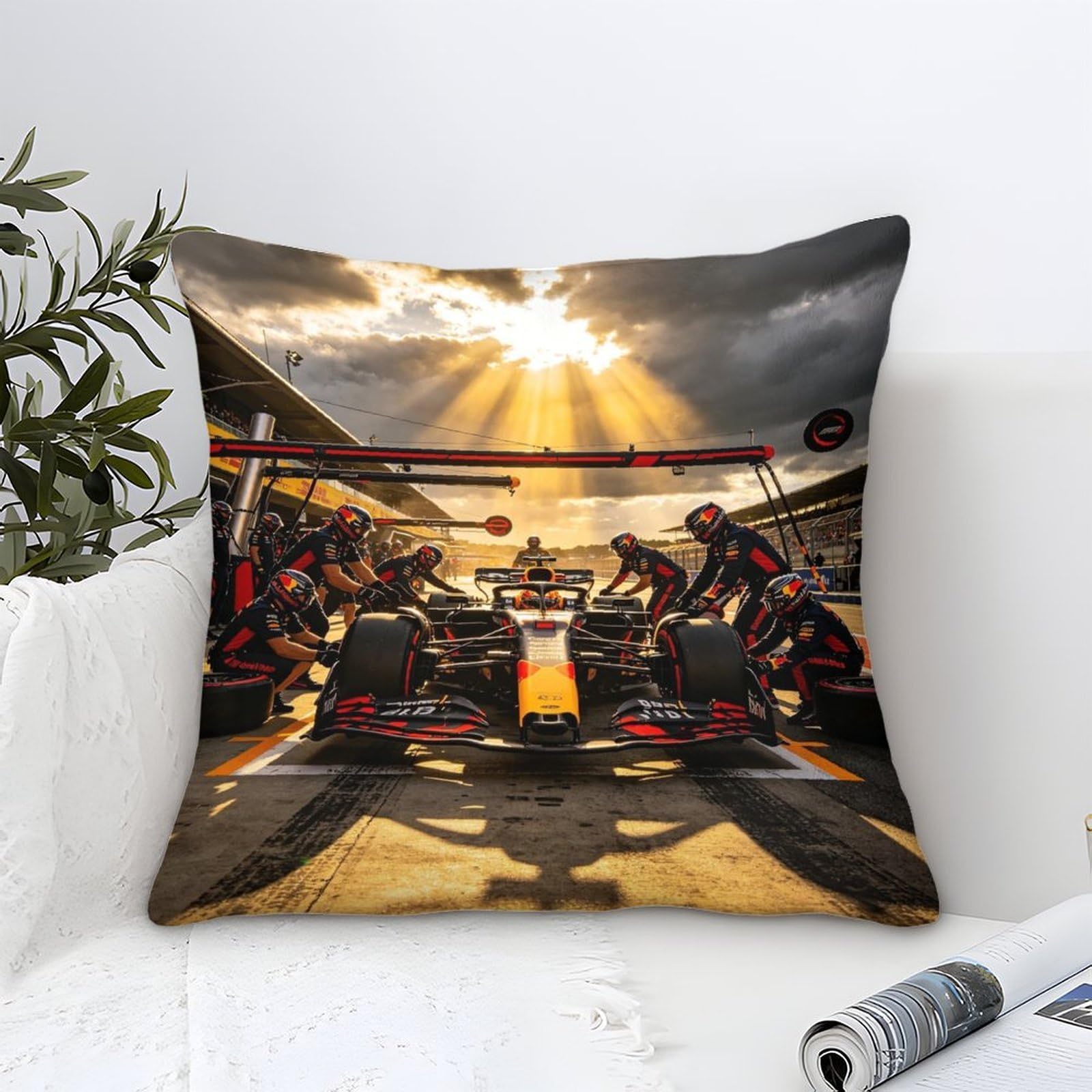 Xiaopangxy Formulaa Racing-9 Formulaa Racing Microfiber Throw Pillow Case, 40X40cm, Gift For Wife, Girlfriend, Gift For Couples, Wedding, Pit Stop Cushion Cover For Sofa Couch Bed