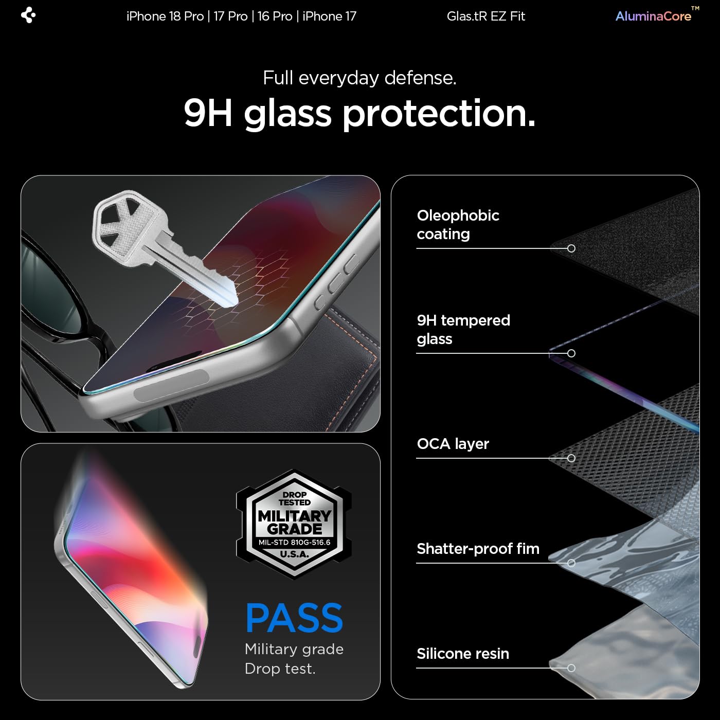 Spigen EZ Fit Tempered glass for iPhone 18 Pro / 17/17 Pro / 16 Pro — Amazon image 4