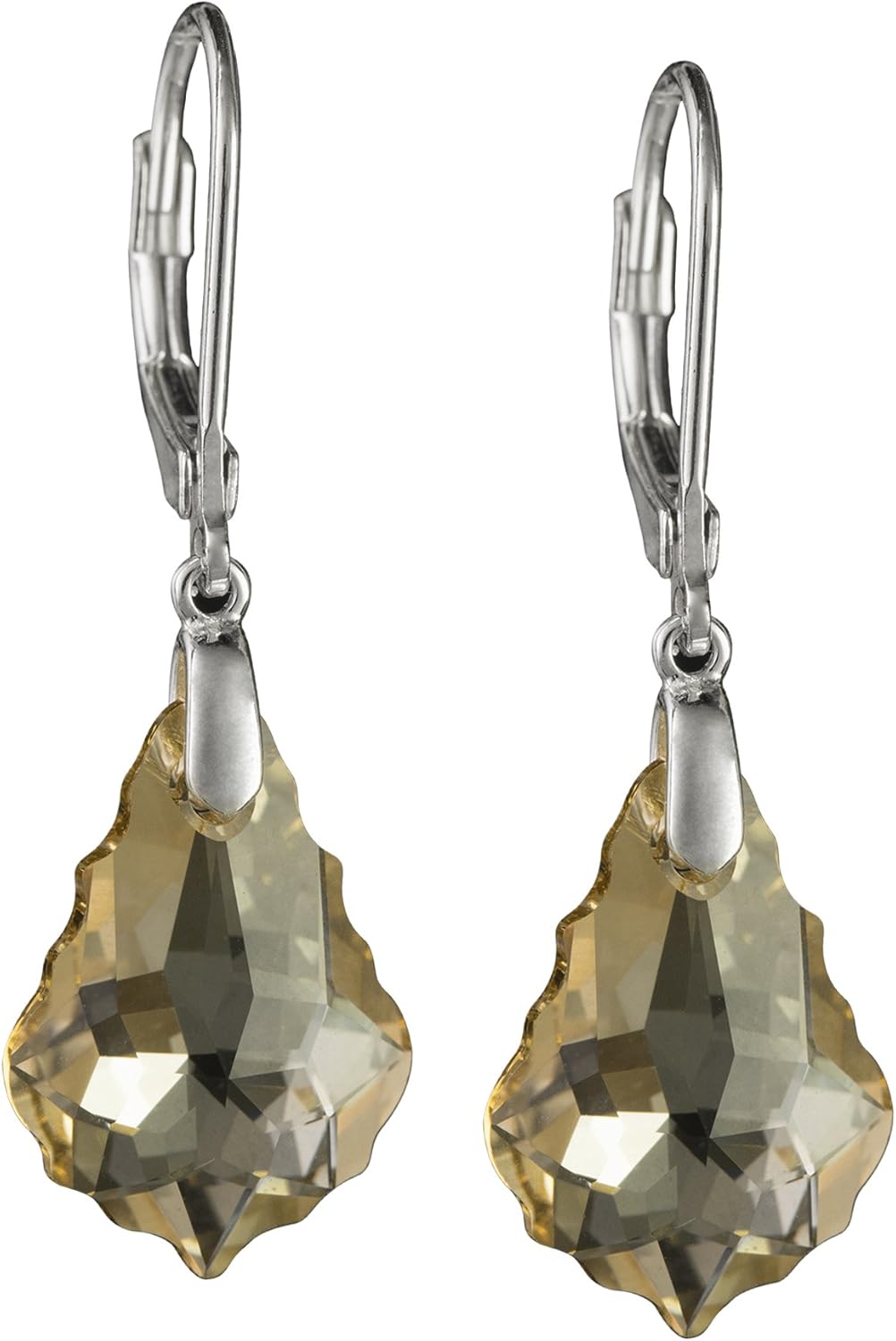 Austrian Elements Crystal Sterling Silver Leverback Dangle Earrings