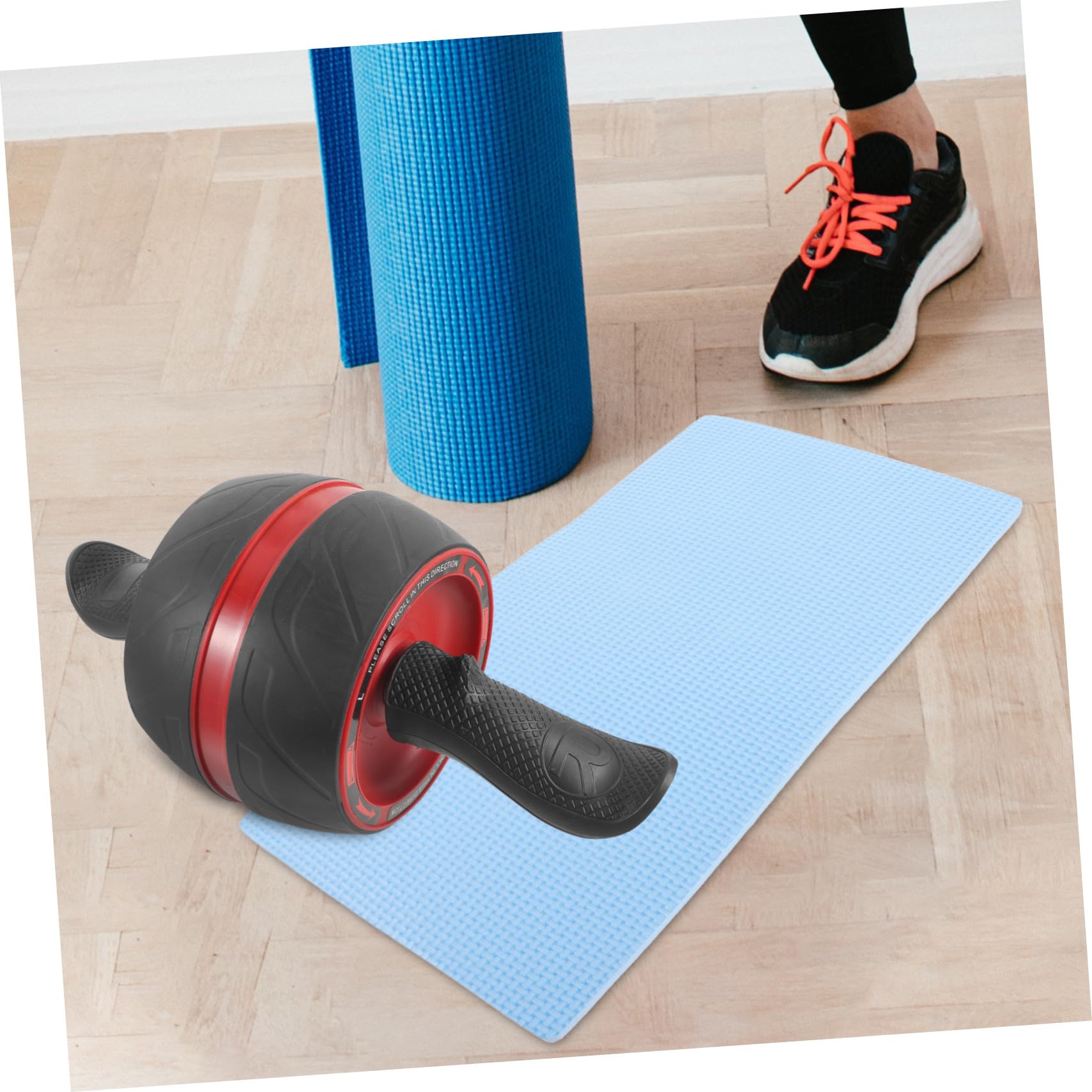 NOLITOY Rueda Abdominal Rodillo de Rueda con Alfombrilla Adicional para Entrenamiento de Abdominales de Uso Doméstico Equipo de Fitness para Ejercicios Básicos