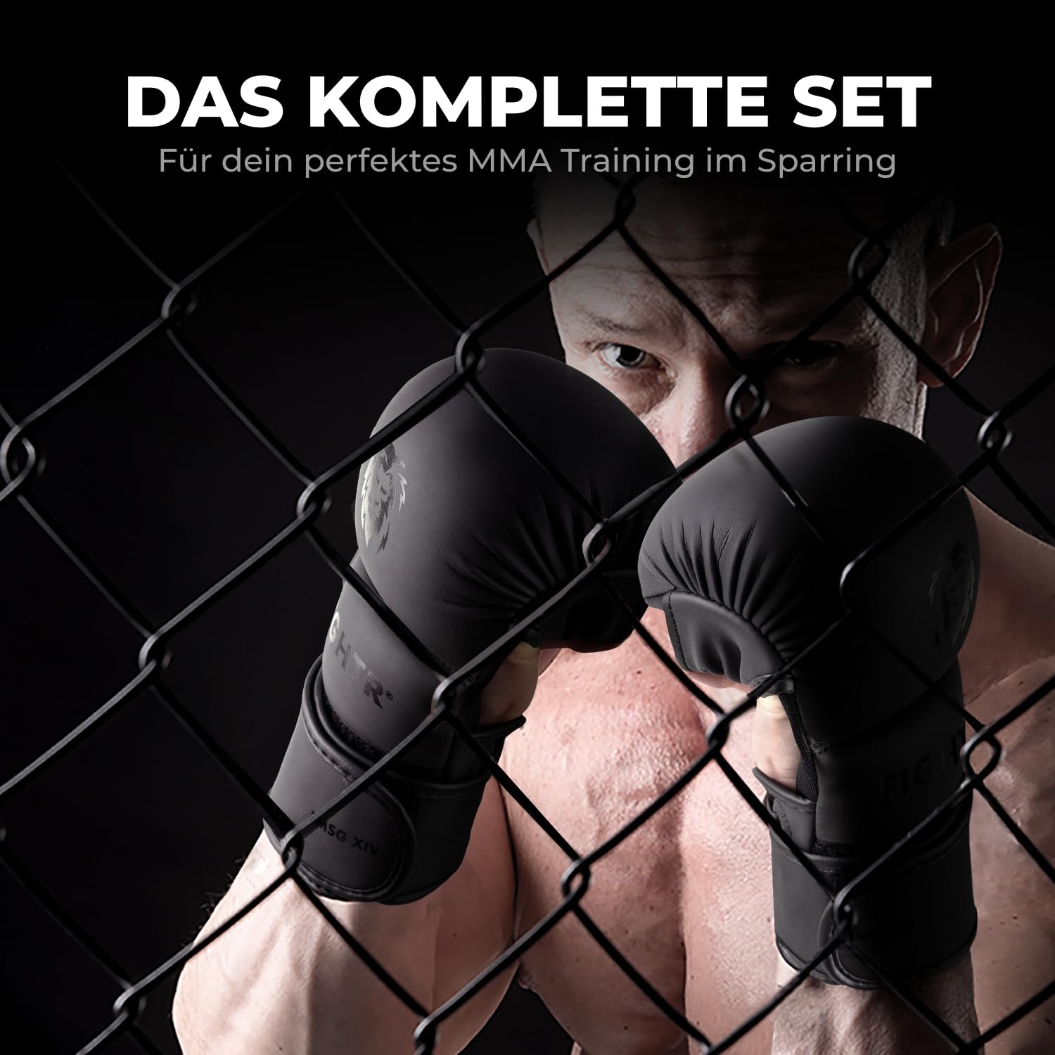 FIGHTR® MMA Sparring Handschuhe mit bestem Sitz für maximale Stabilität | mit extra Dicker Polsterung | für Sparring, MMA, Boxen, Kickboxen & Kampfsport 07 oz | inkl. Tragetasche