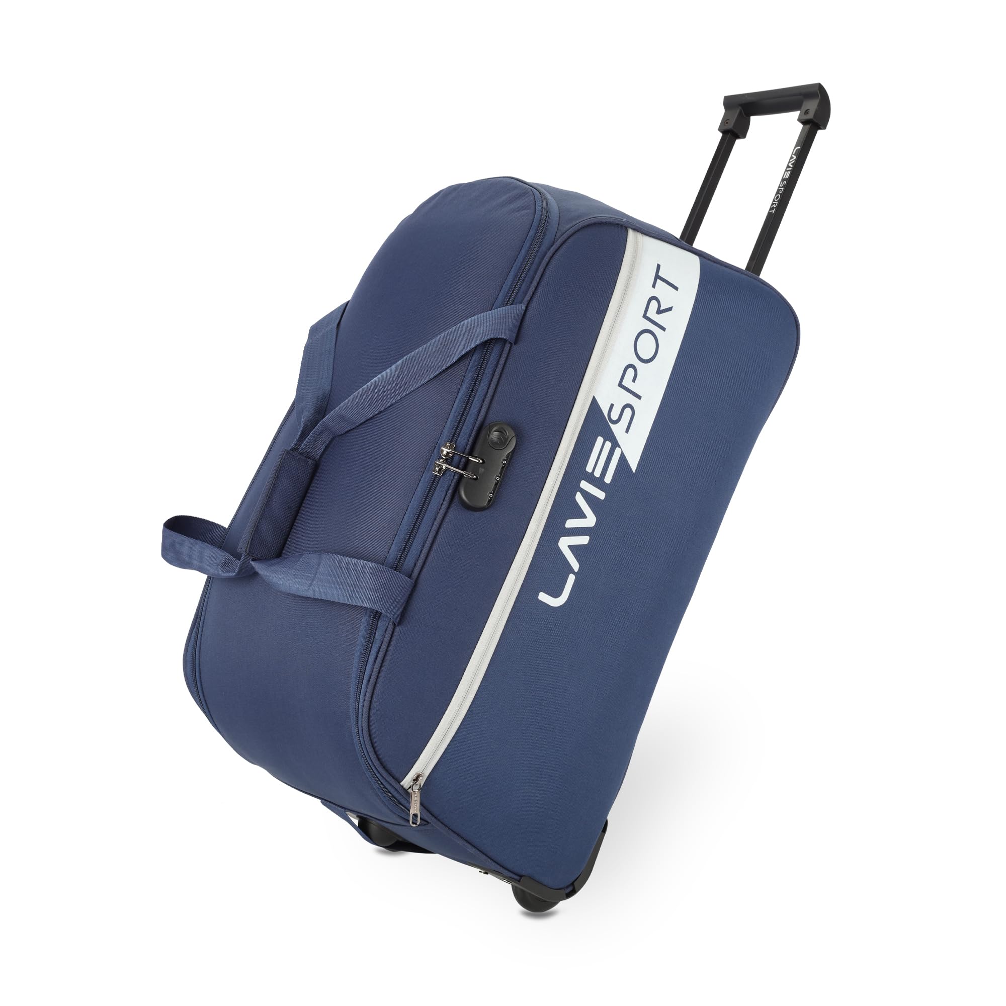 Lavie Sport Polyester Anti Theft Combi Lock Camelot Wheel Duffle Bag | Spacious Compartment | Duffle Bag | Build to Last Wheel and Trolley,Red,30 Cms