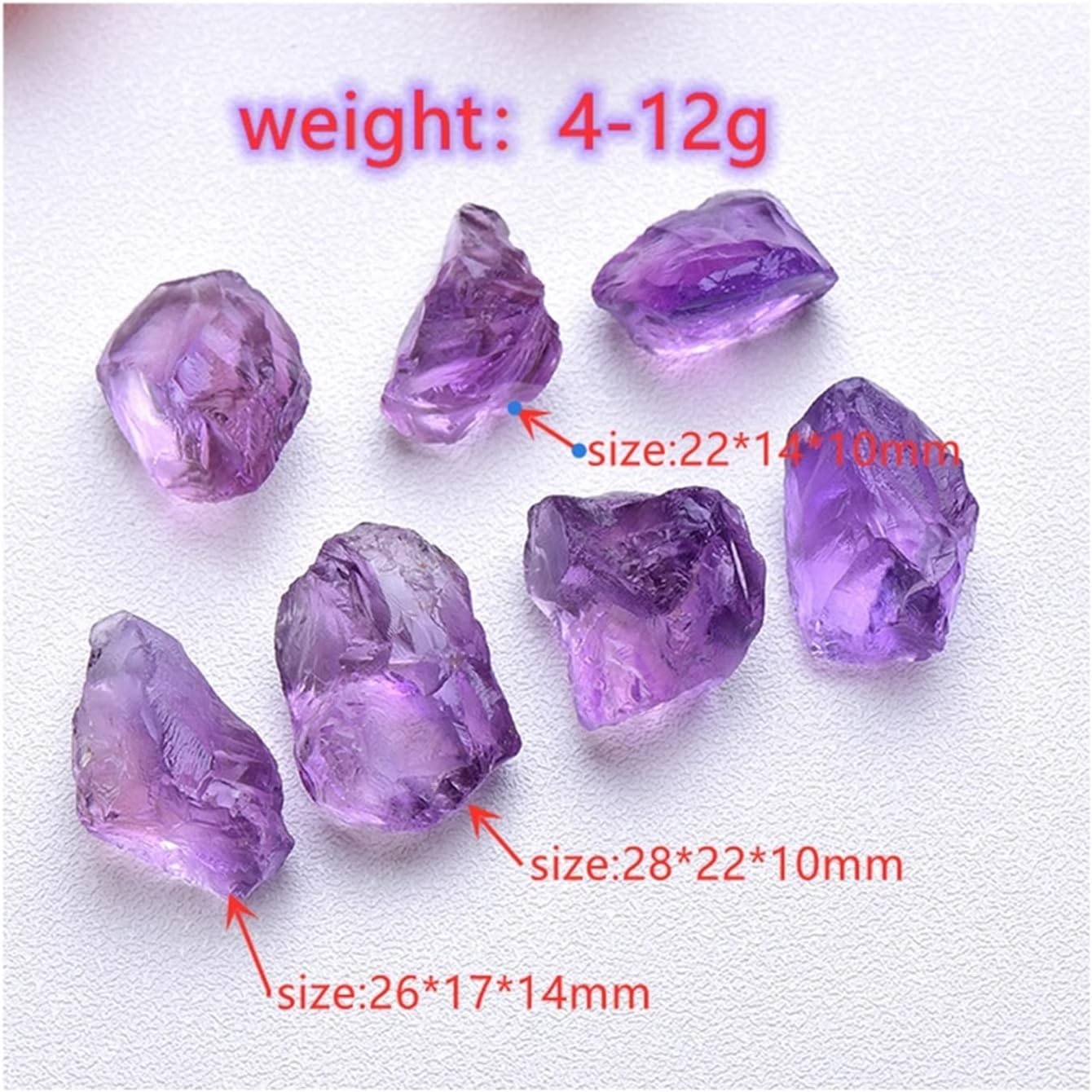 Gemstones and Crystals 50g Natural Crystal Quartz Minerals Specimen Amethyst, Irregular Shape Rough Rock Stone Reiki Crystal Aquarium Decor (Color : Amethyst, Size : 100g)