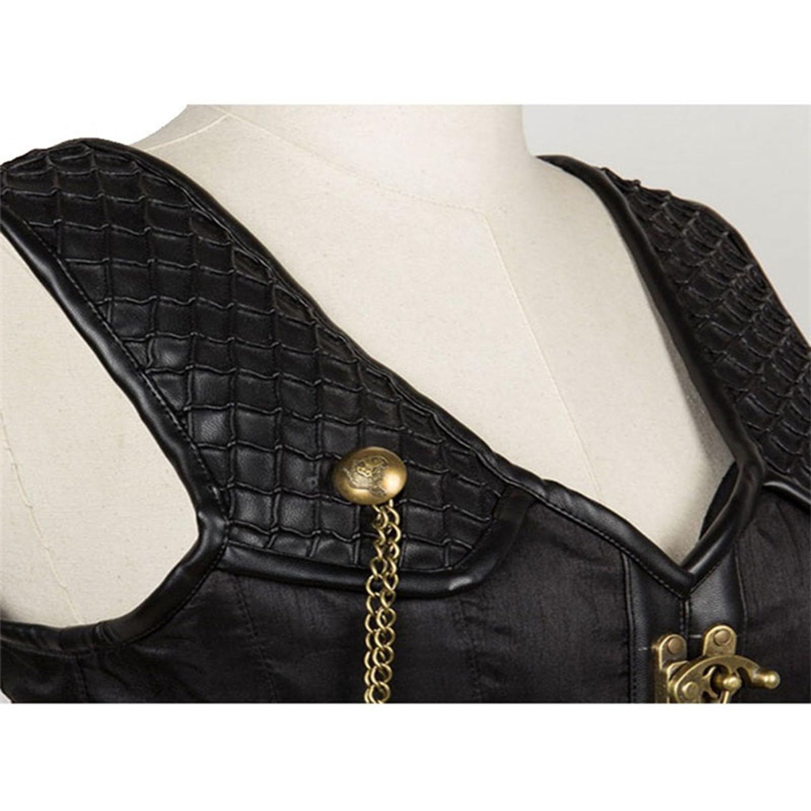 Generisch Corsetto gotico da donna con fibbie in metallo, design con fibbie in metallo, vestibilità aderente, ideale per Halloween e feste