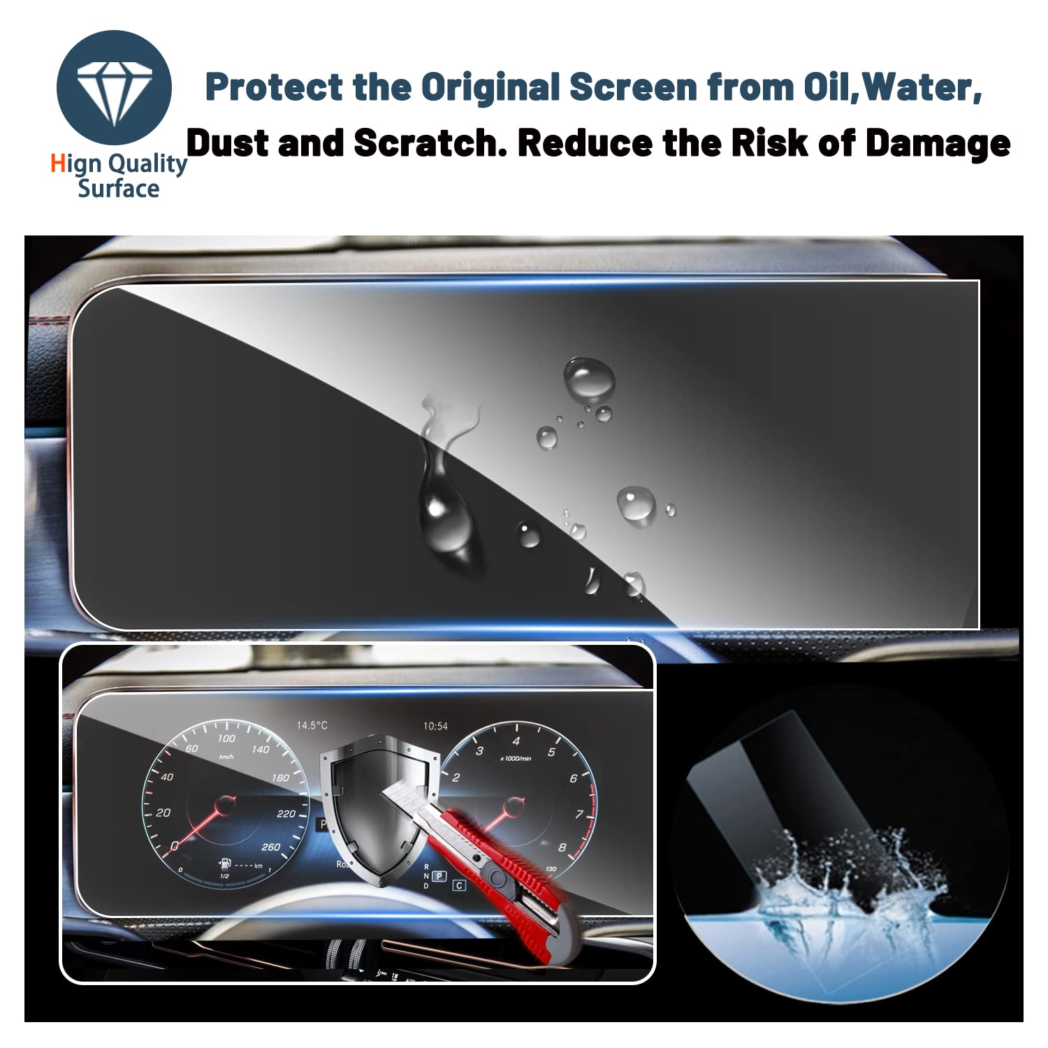 RUIYA 12.3 Inch Tempered Glass Screen Protector For 2020-2025 Mercedes-Benz GLS – Center Console