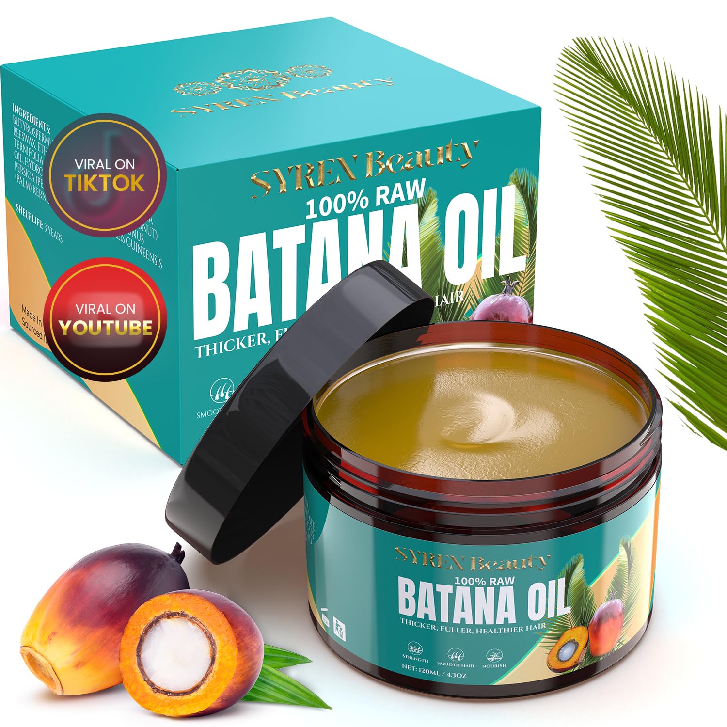 Dr. Sebi Approved Batana Oil For Hair Growth, Vitamino Batana Hair Oil Organic from Honduras Unrefined Promotes Hair thickness, Wild Growth Hair Oil, 100% Pure Raw Batana Oil Organic Prevent Hair Loss