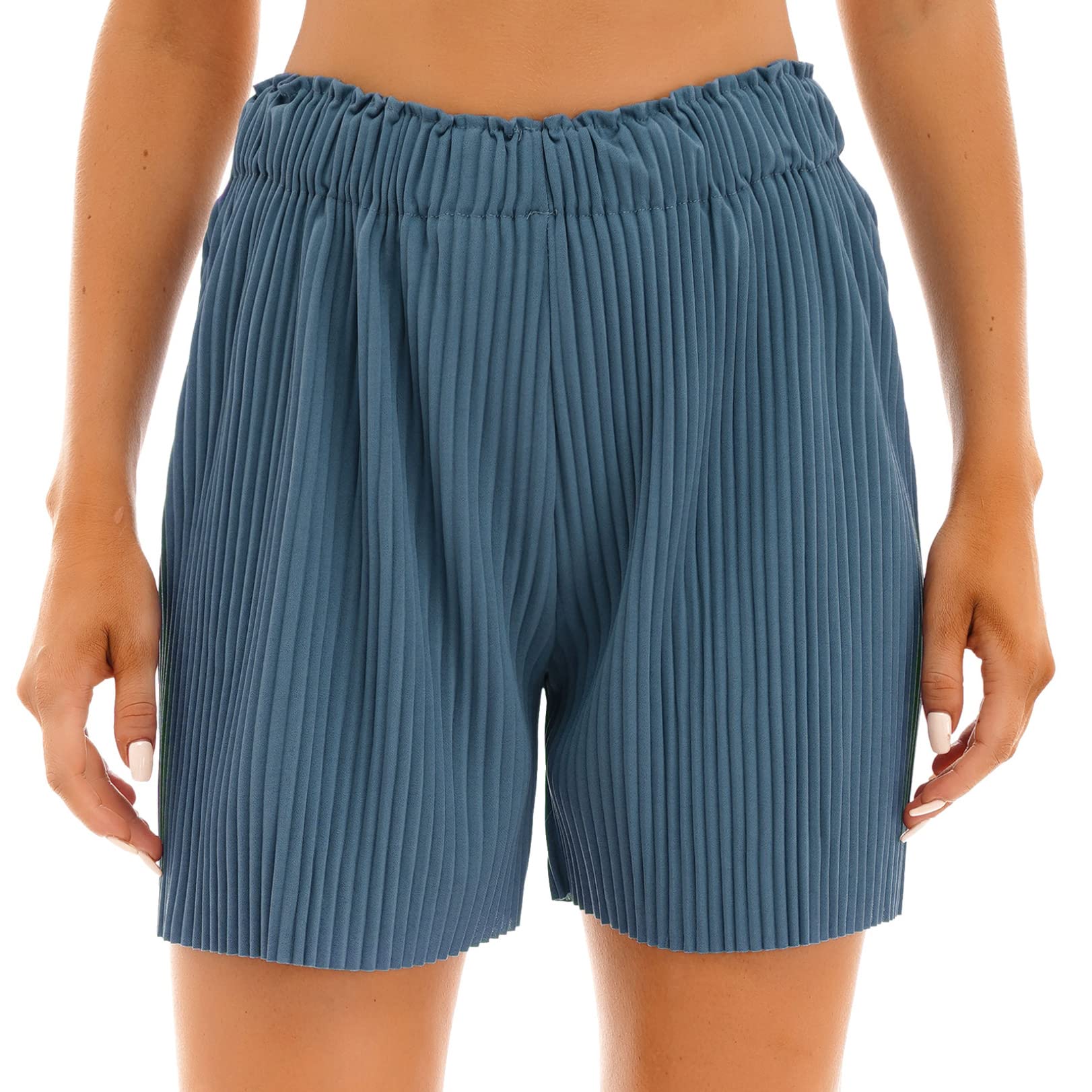 JEATHA Women Casual Solid Shorts High Waist Elastic Waistband Short Pants Athletic Shorts Work Out