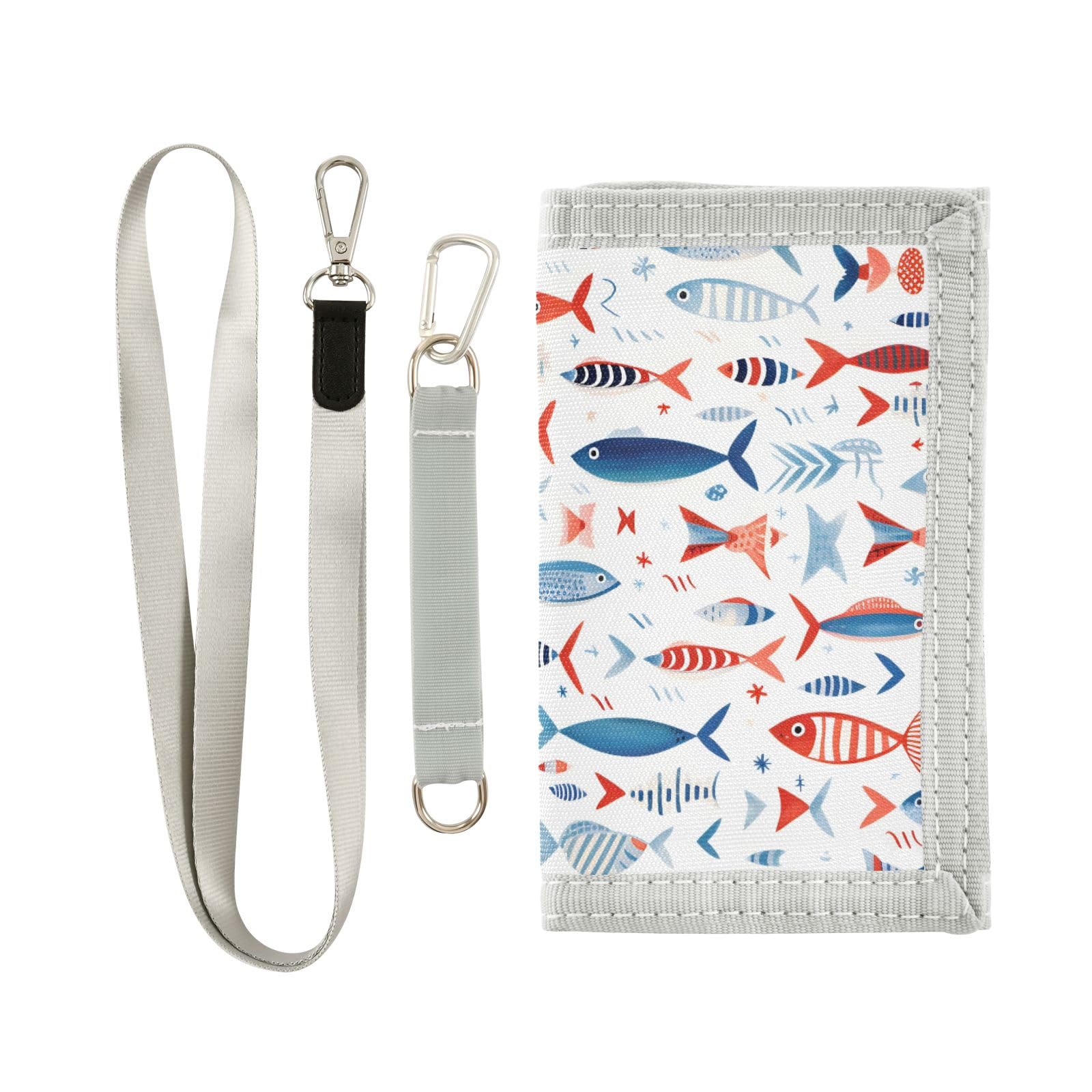 ALAZA Kids Wallets for Boys Girls Toddler Trifold Wallet Children Small Japanese Fish with Zipper Coin Pocket