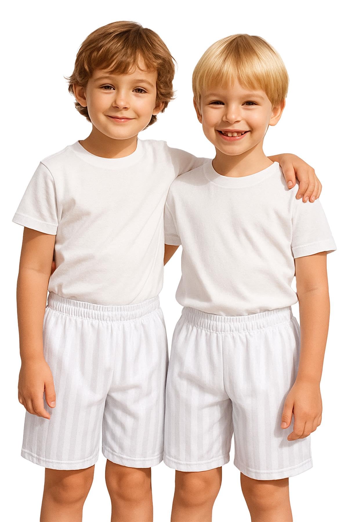 A2Z 4 Kids Shadow Stripe PE Shorts Pack of 2 Football Gym Sportswear White