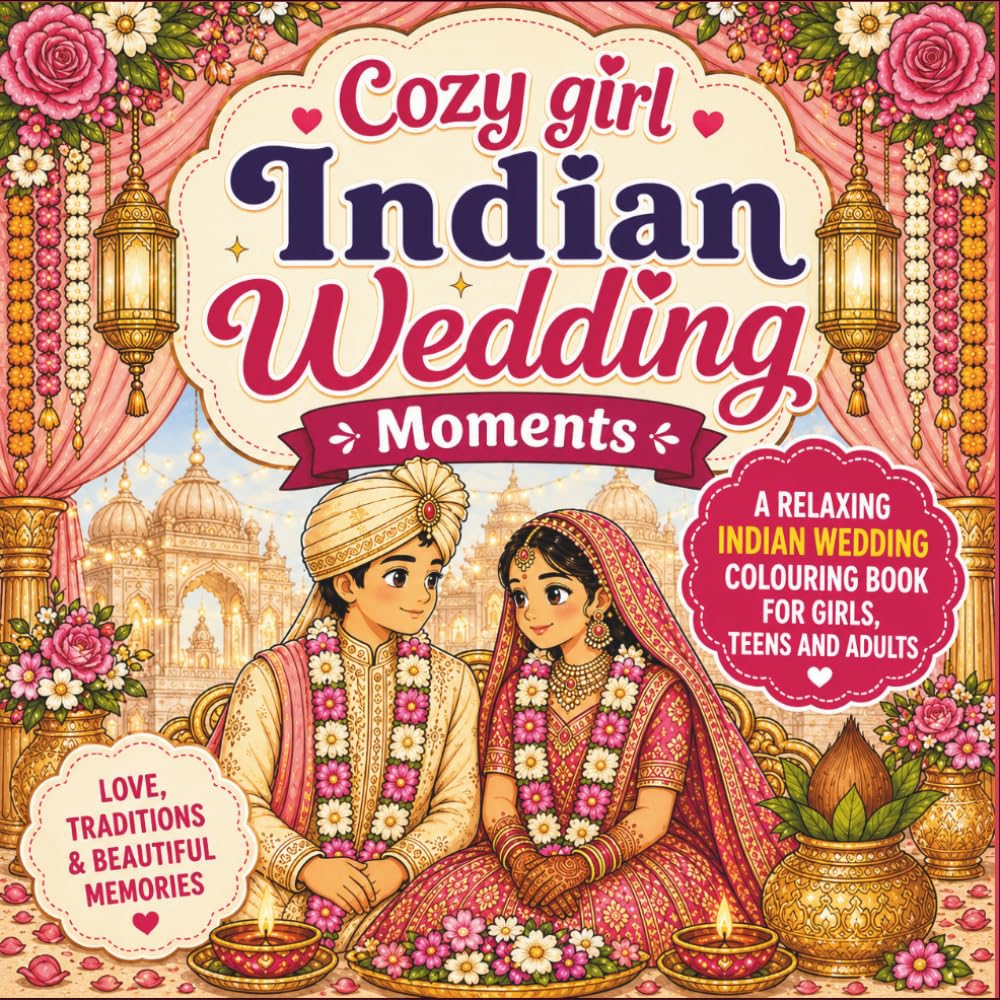 Cozy Girl Indian Wedding Moments: A Relaxing Coloring Book Filled with Beautiful Bridal Traditions, Mehndi Celebrations, Wedding Rituals, Festive ... Cultural Moments (Cozy Girl Colouring Book)
