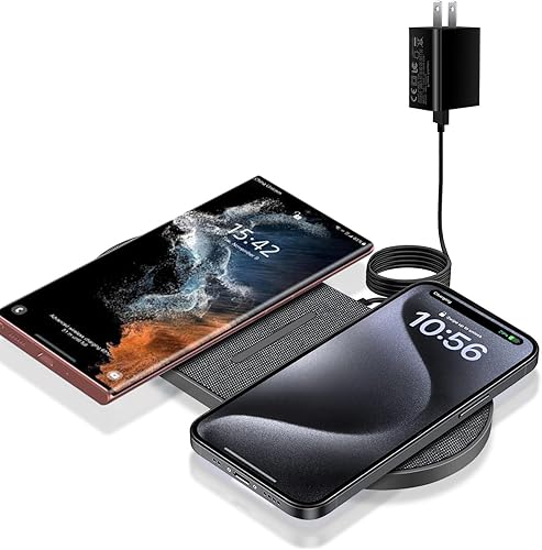 Miniatura 8 de Almohadilla de carga inalámbrica de 40W, almohadilla de carga rápida inalámbrica dual de 20W para Samsung Galaxy S25, S24, S23/Note 20/10/Buds,