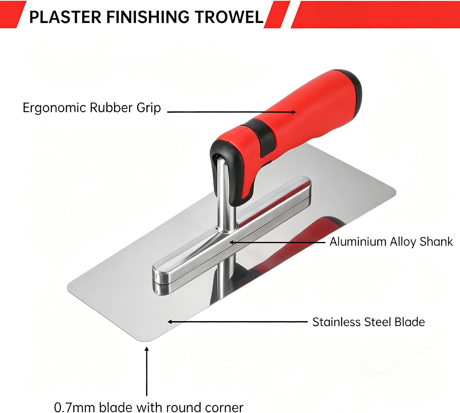 Venetian Plaster Finishing Trowel Set - 3 Pcs Kit | Polished Stainless Steel Trapezoid Blade with Soft Grip, for Drywall,Concrete & Marmorino Finishing