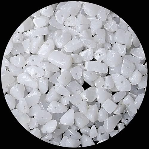 LAIDANLA Jade blanco, 400 cuentas de piedra natural con chip de 0.239 a 0.315 pulgadas (0.197-0.315 in), piedras preciosas irregulares perforadas