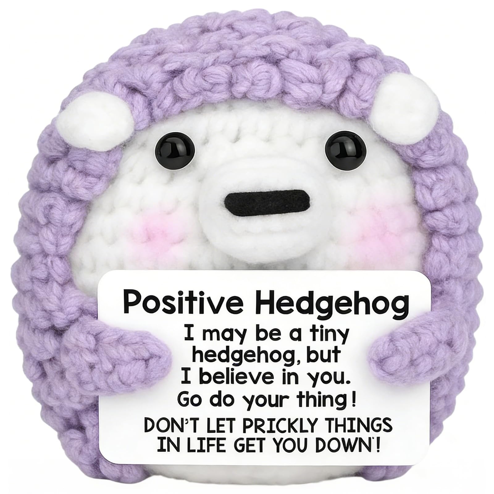 YgonziRuvc Emotional Support Hedgehog Gifts, Handmade Crochet Animal for Women, Positive Gifts for Emotional Support, Cute Hedgehog Emotional Support Gift, Unique Home and Office Decor