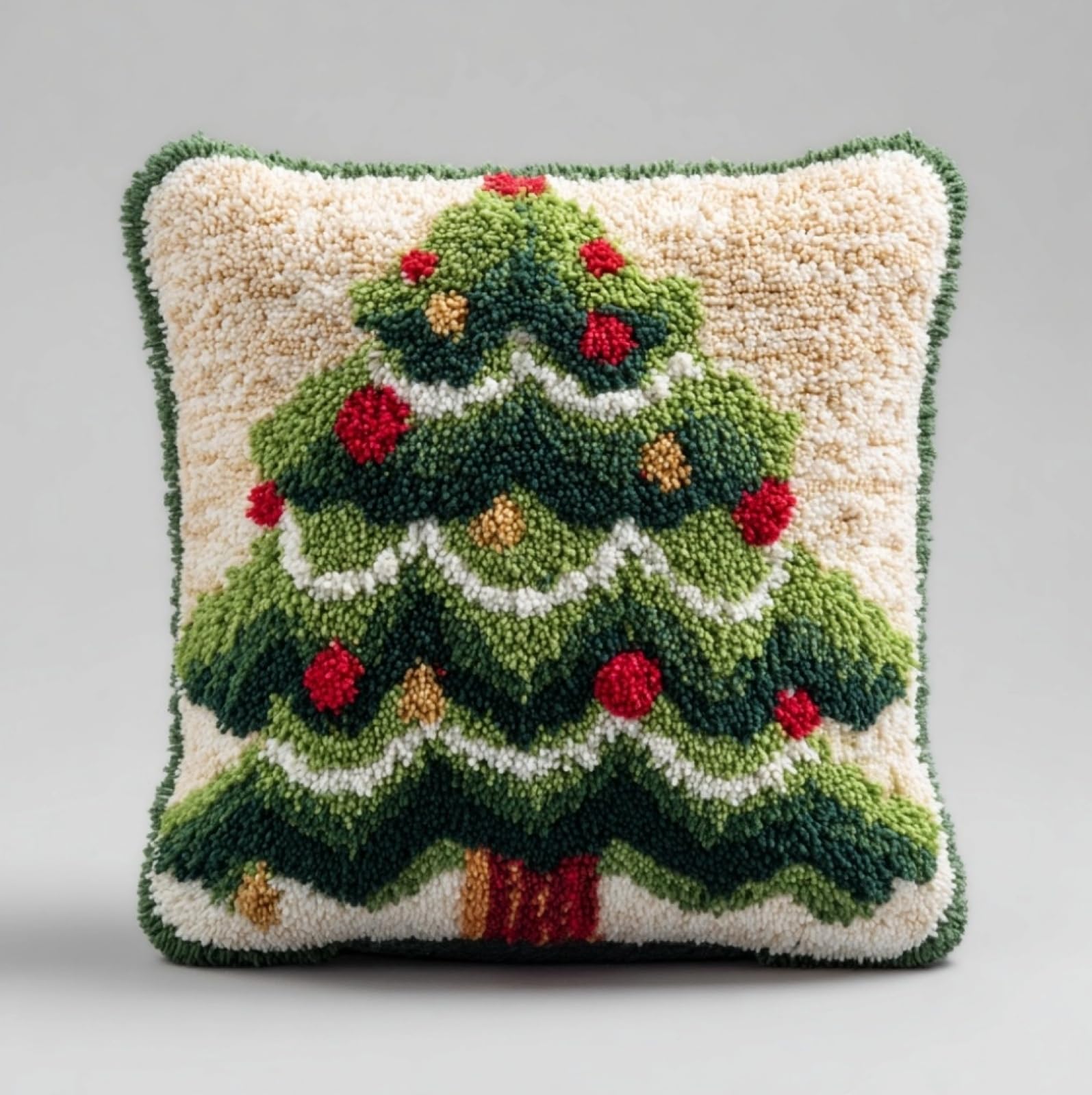 WallustrioaW Latch Hook Pillow Kit 43x43cm,Christmas Tree