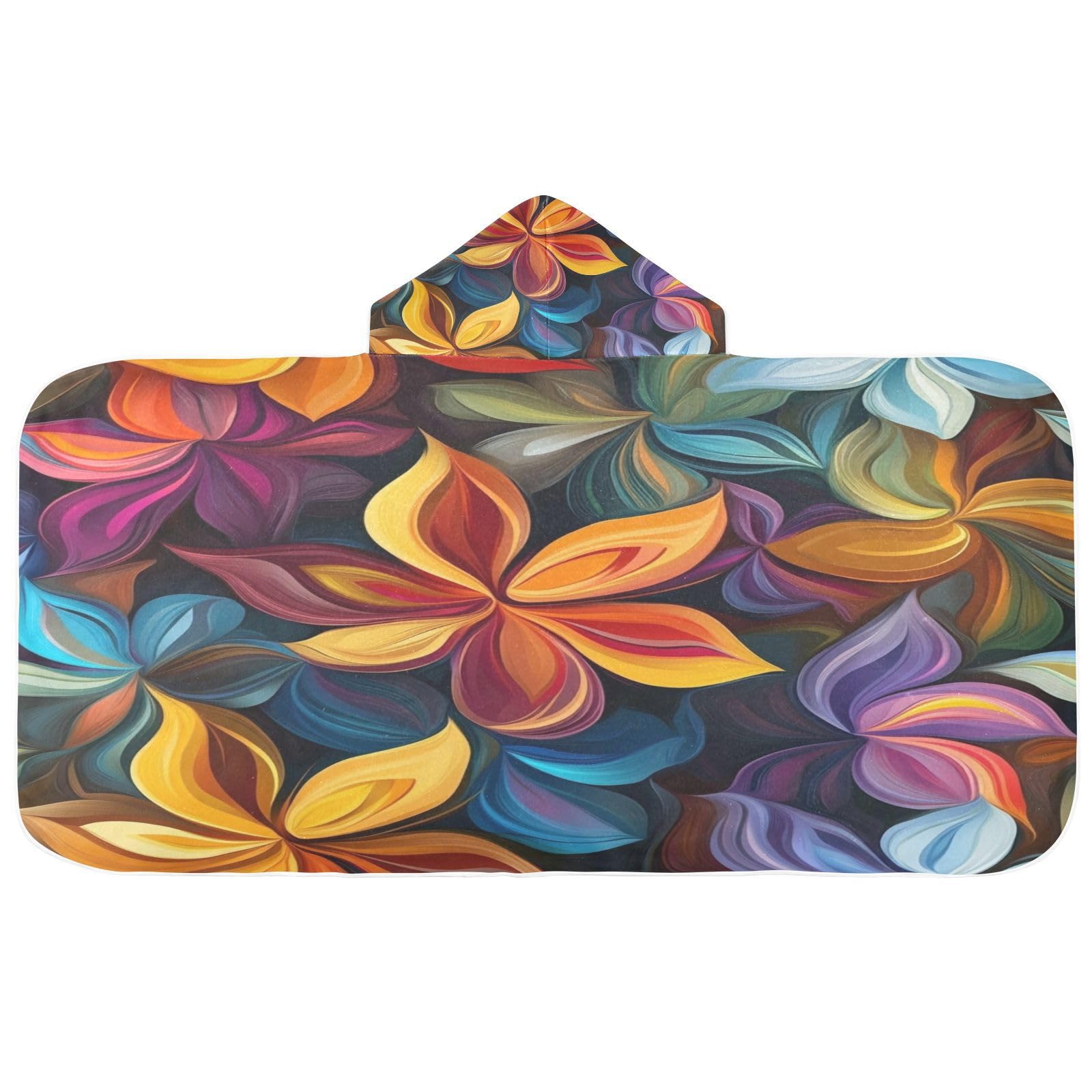 Kigai Colorful Flowers Hooded Beach Towel for Kids Soft Absorbent Quick Dry Bath Towel with Hood Lightweight Toddler Shower Pool Bath Wrap for Boys Girls