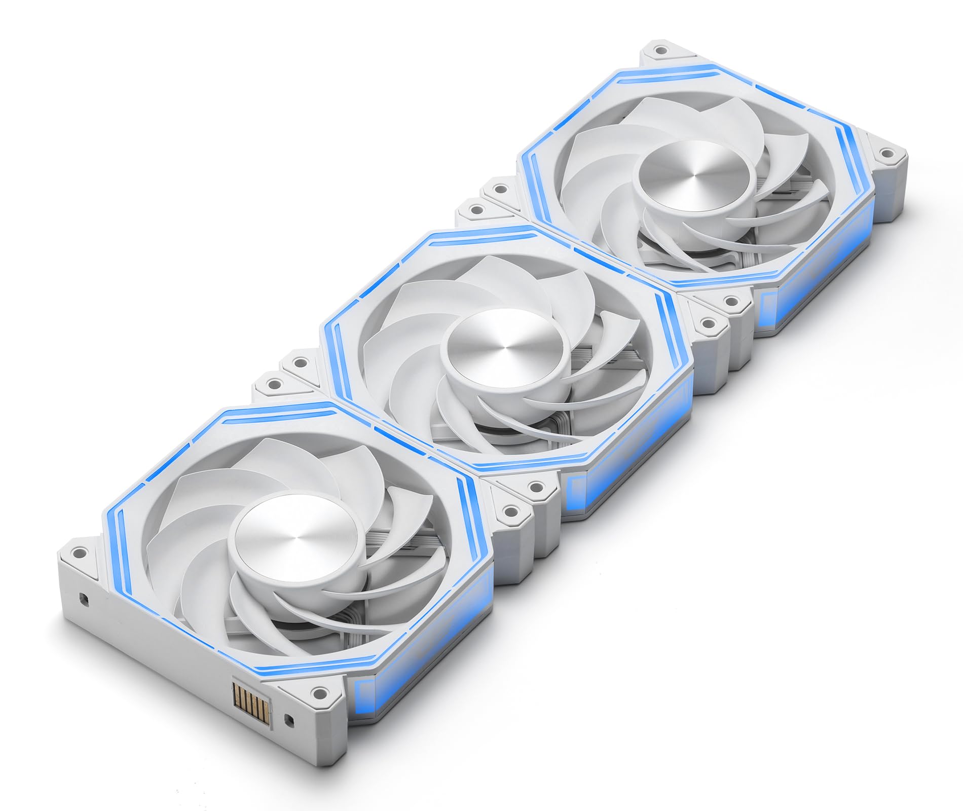 darkFlash INF34 Ventola per PC da 120 mm, con catena a margherita, raffreddamento fino a 2000 giri/min, PWM a 4 pin, ventola per computer di raffreddamento ARGB, confezione da 3 (inversa, bianca)