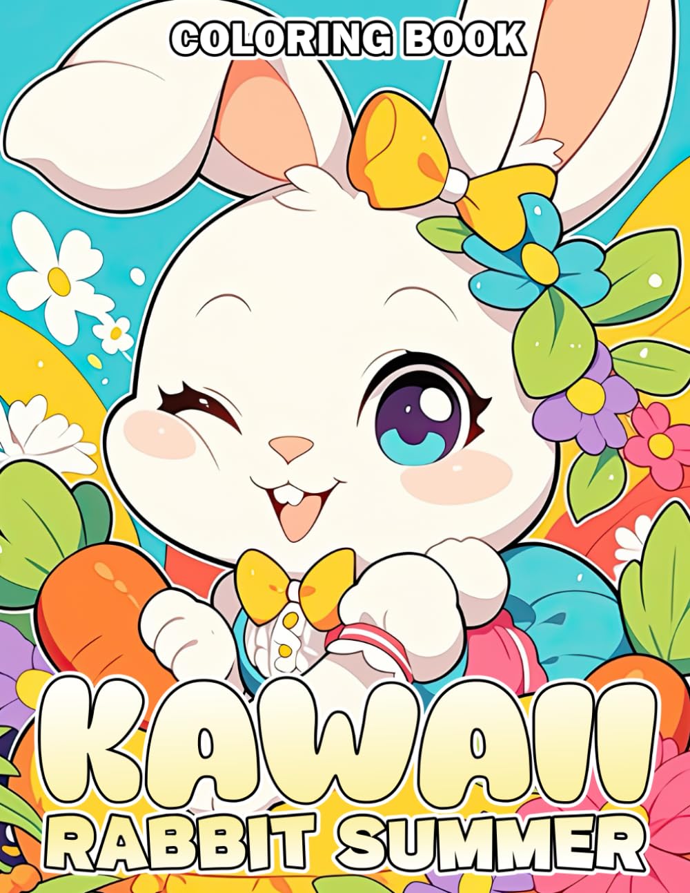 Kawaii Rabbit Summer Coloring Book: Embrace Sunny Adventures with Adorable Bunny Coloring Pages Summertime Illustrations to Bring Joy and Relaxation for Kids, Adults