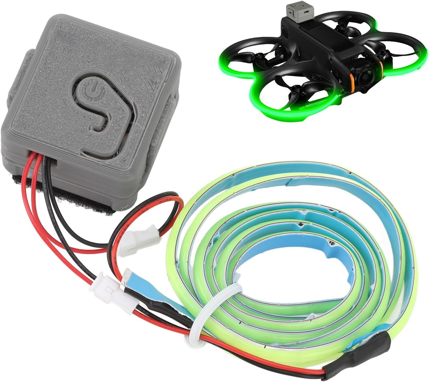 Alomejor UAV LED Light Strip for Avata2 FPV High Brightness Night Safety Professional Drone Quadcopter Accessories (Green)