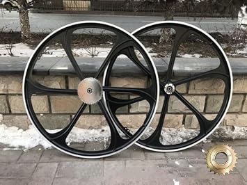29"/700C Aluminum Alloy Black Aluminum Mag Wheels 100 * 135mm with 36T Sprocket and 22T Flywheel- Gas Motorized Bicycle Rim Front & Rear