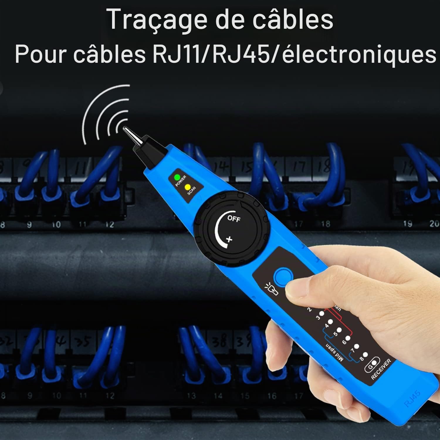 Noyafa Testeur de réseau multifonction NF-810, traqueur de fil réseau Ethernet LAN avec testeur de ligne téléphonique, balayage de ligne réseau, balayage de câble d'alimentation et fonctions de test