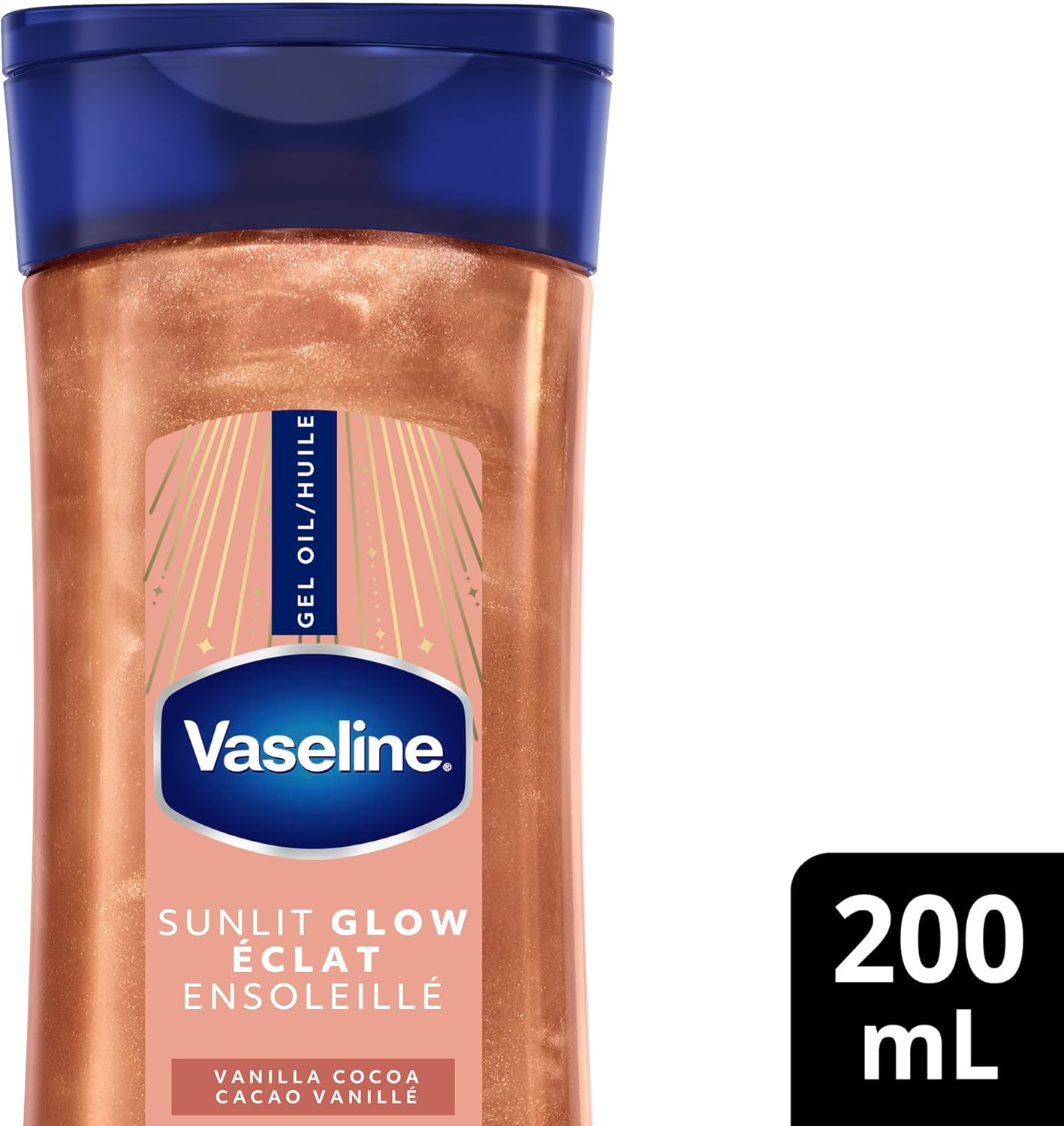 Vaseline Glazed and Glisten Sunlit Glow Vanilla Cocoa Shimmering Body Gel Oil with Ultra-Hydrating Lipids and 100% Pure Cocoa Butter, 200 ML - Image 2