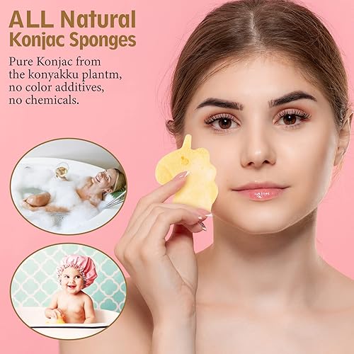 Miniatura 7 de KECUCO Konjac - Esponja de baño para bebé, formas clásicas, esponjas de baño naturales para bebés, niños pequeños, recién nacidos, accesorios de