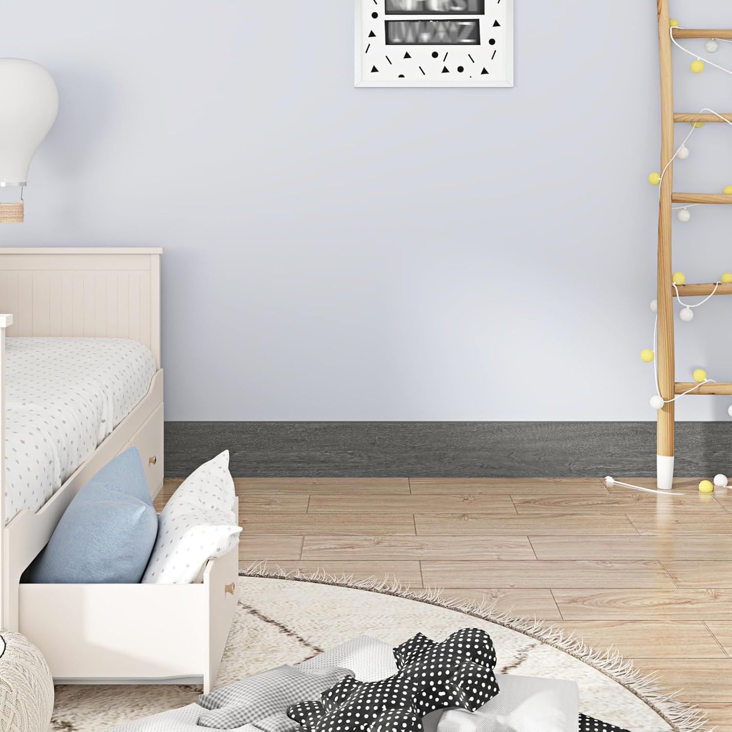WESTICK Grey Wood Grain Wallpaper Border Peel and Stick Bathroom Mirror Frame Border Trim Wateproof Removable Gray Bulletin Board Borders for Classroom Office Bedroom Wall Decor 3.9" x 160"
