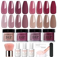 Vista 16 de Azurebeauty - Kit de uñas de inmersión para Navidad, 4 colores, rojo, verde, oro con brillo, sistema de polvo de inmersión, bandeja de reciclaje
