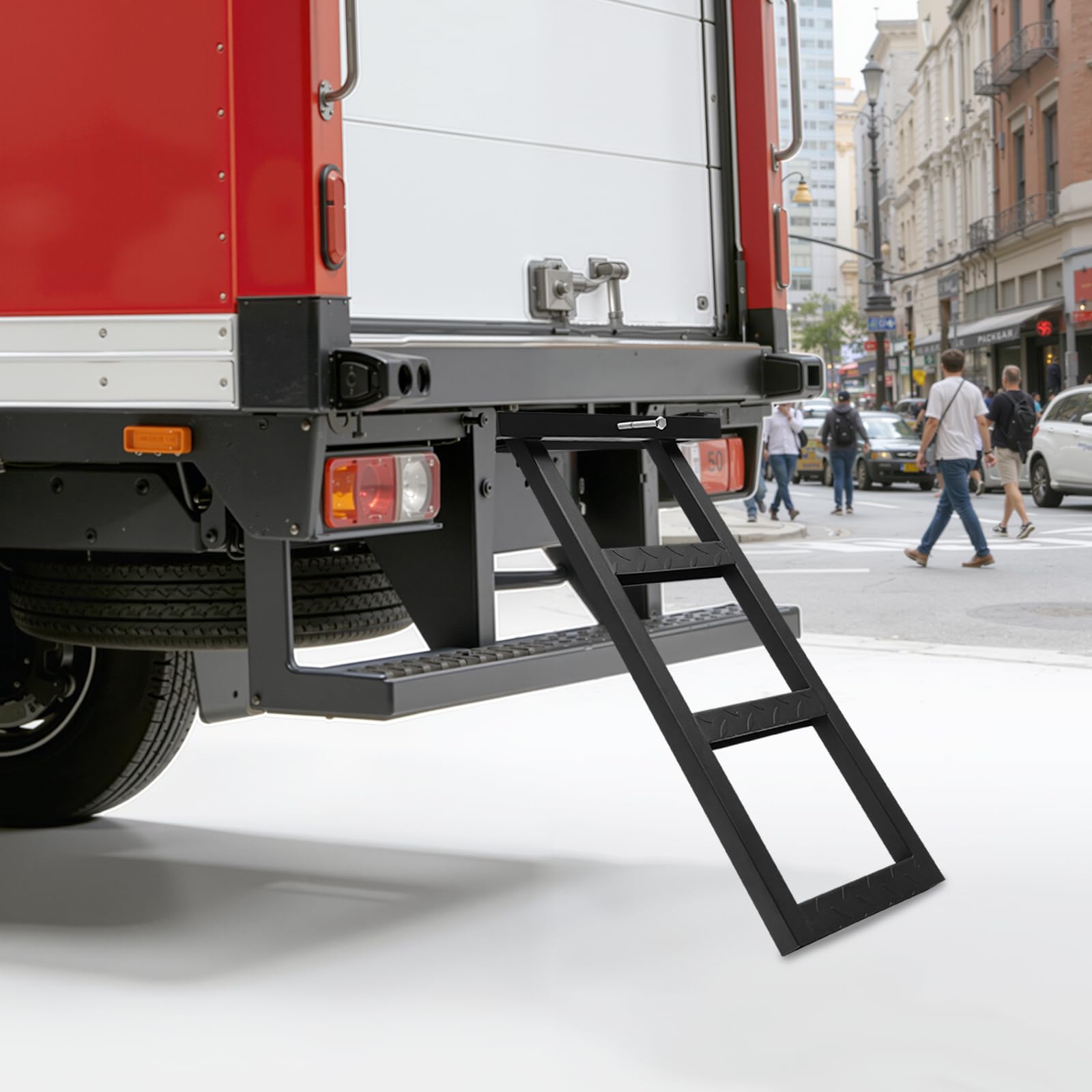 LKW Leiter Ausziehbar Aufstiegsleiter 3 stufig Einstiegsleiter, Trittleiter rostfreie Universal-Heckklappenleiter Heckklappe für Lastwagen, Sattelauflieger, Anhänger, bis 200kg